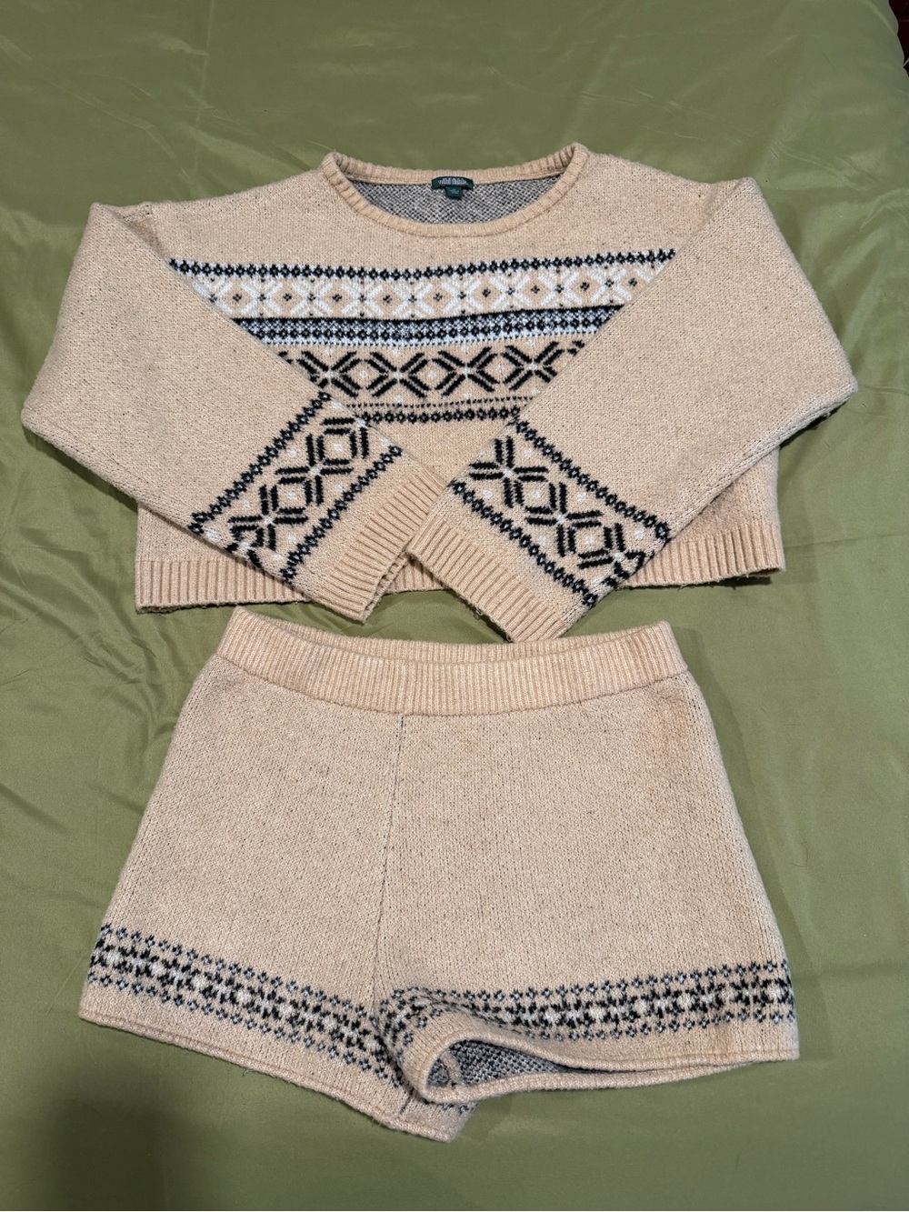 Cozy Cream Knit Sweater & Shorts Set